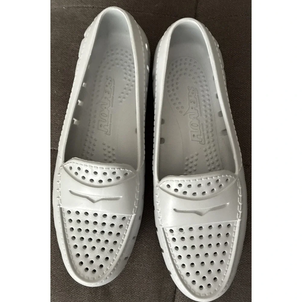Floafers Womens Slip-on Driver Size 9 White Rubber Water Shoes Penny Loafers